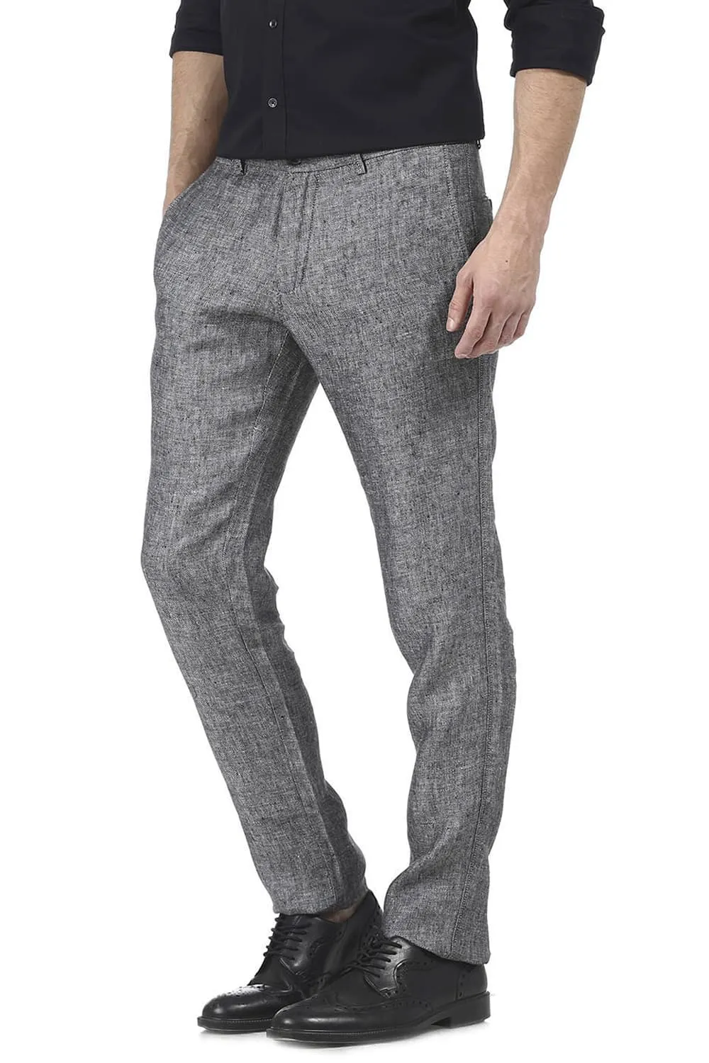 Tapered Fit Linen Trouser
