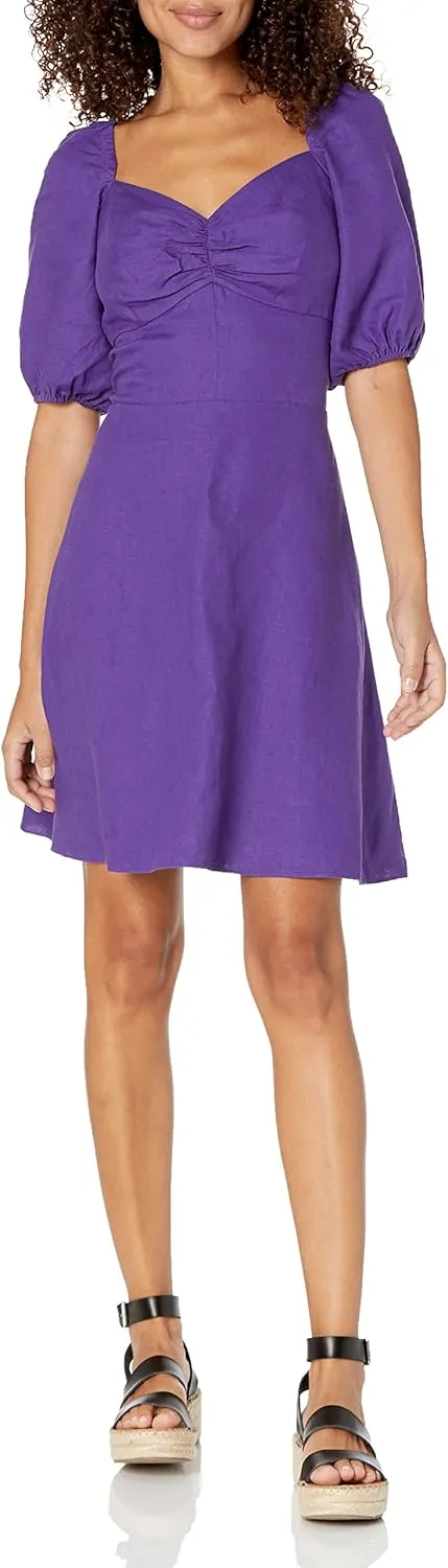 The Drop Women's Nala Twist-Front Linen Mini Dress