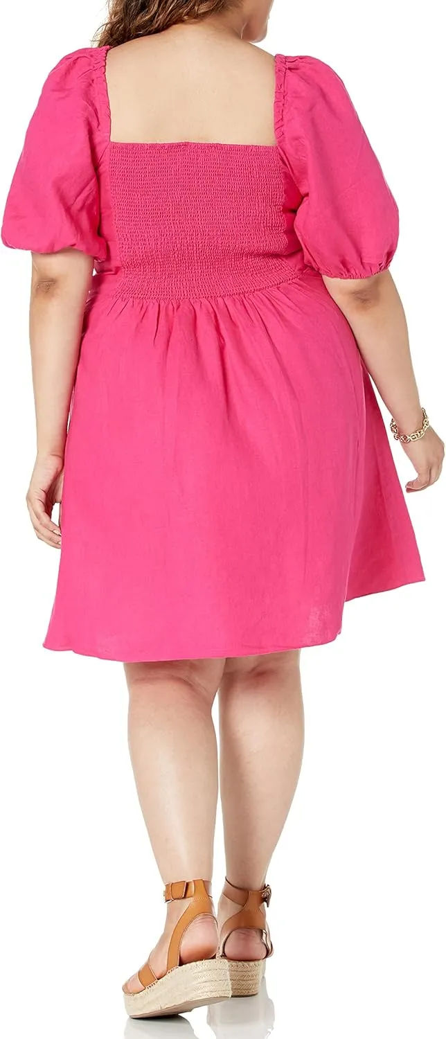 The Drop Women's Nala Twist-Front Linen Mini Dress