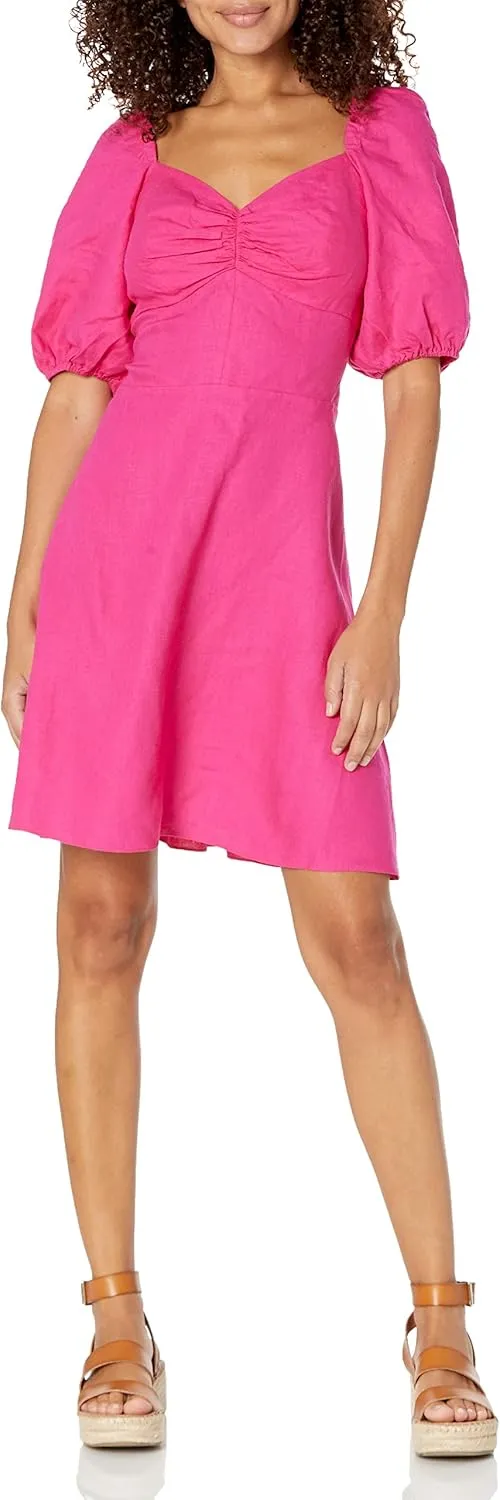 The Drop Women's Nala Twist-Front Linen Mini Dress