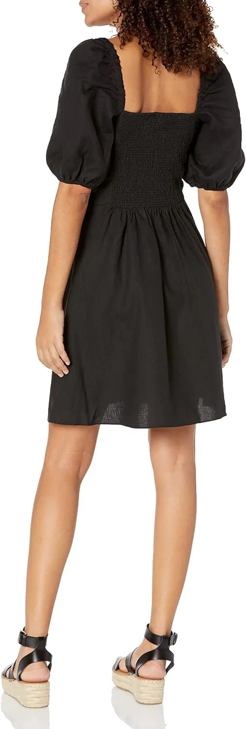 The Drop Women's Nala Twist-Front Linen Mini Dress