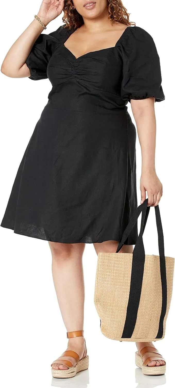 The Drop Women's Nala Twist-Front Linen Mini Dress