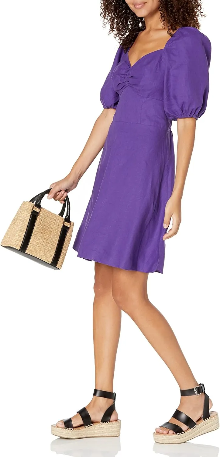 The Drop Women's Nala Twist-Front Linen Mini Dress
