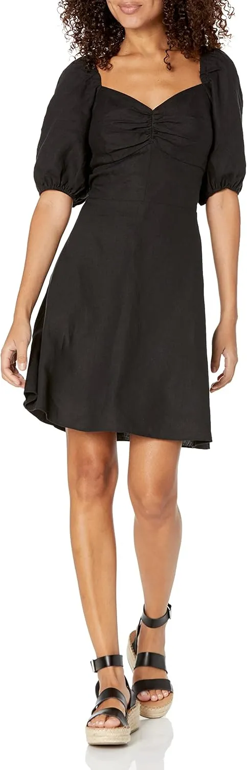 The Drop Women's Nala Twist-Front Linen Mini Dress