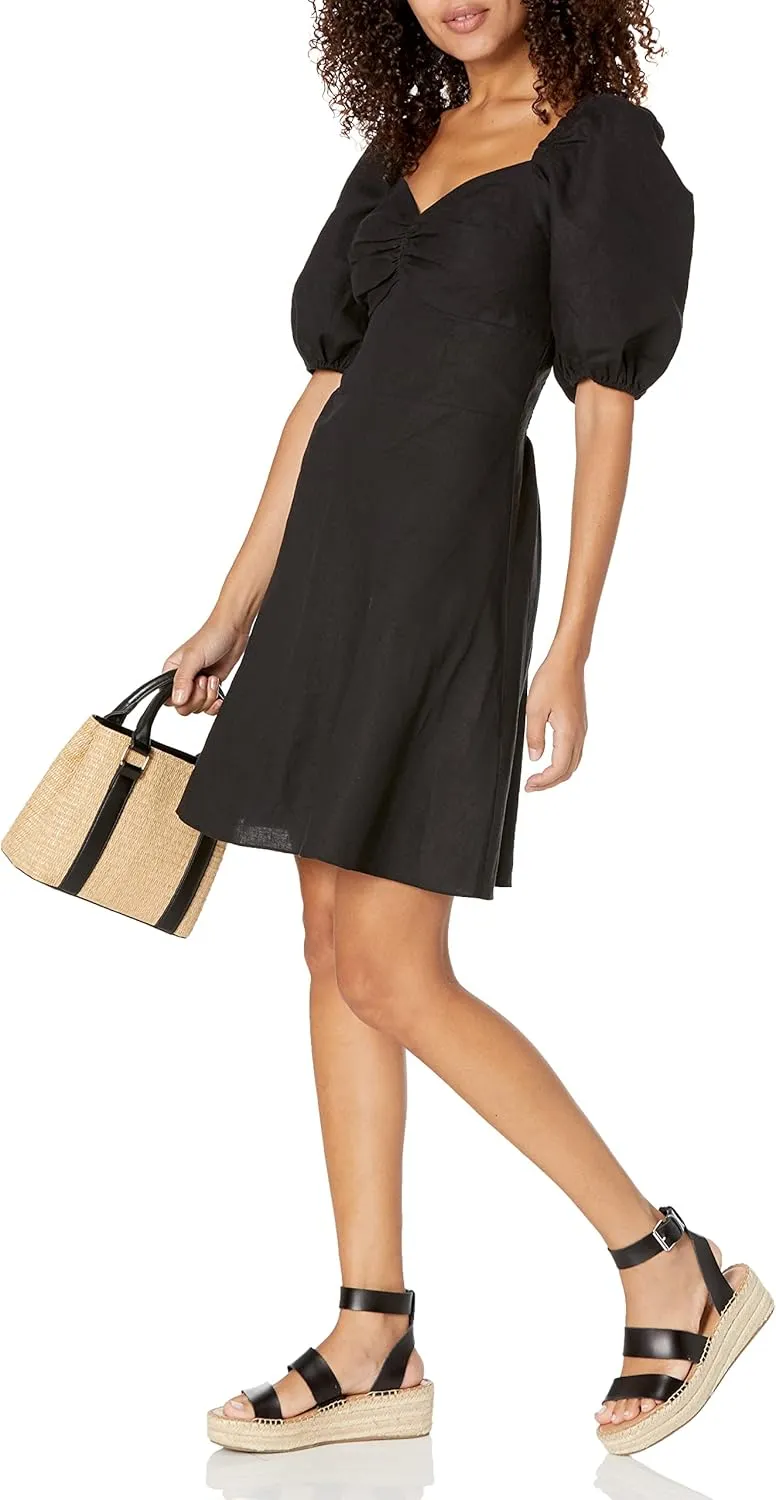 The Drop Women's Nala Twist-Front Linen Mini Dress