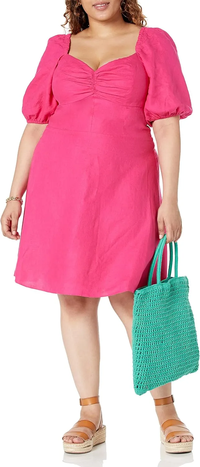 The Drop Women's Nala Twist-Front Linen Mini Dress
