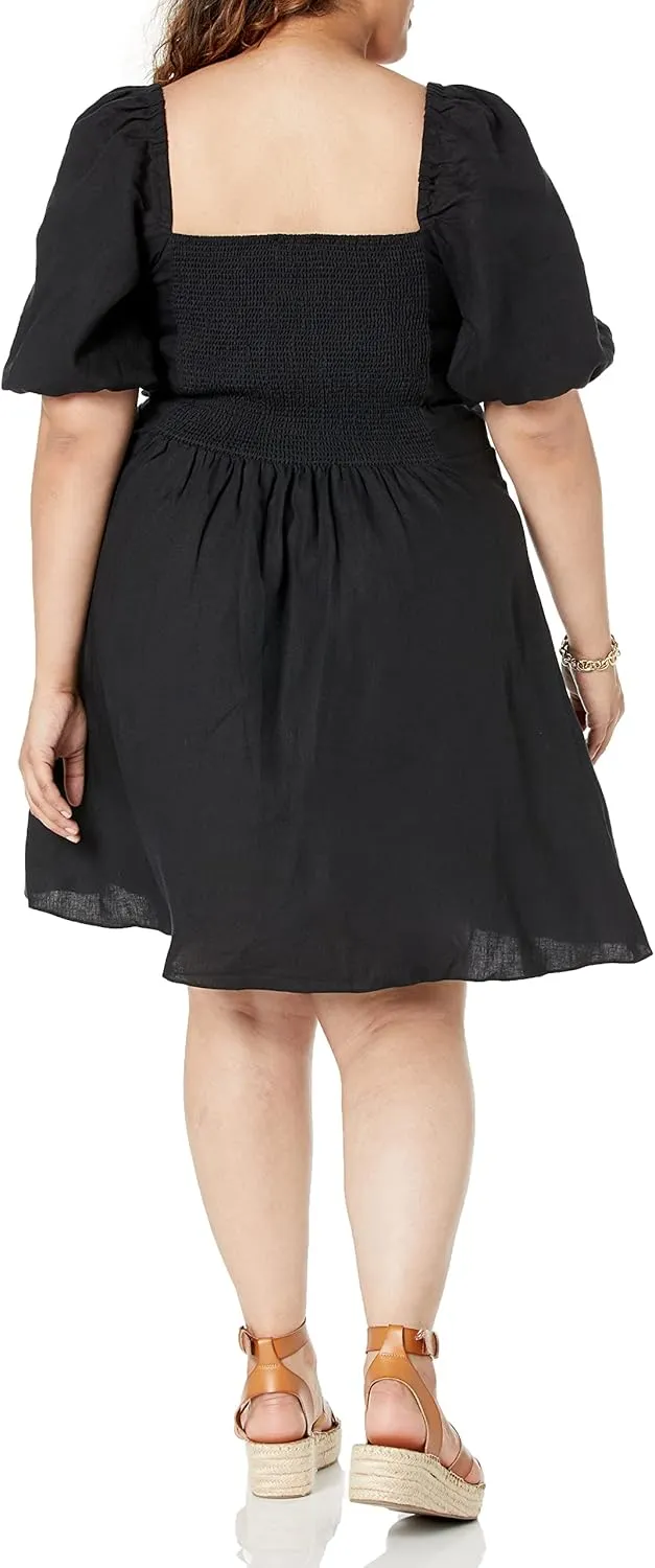 The Drop Women's Nala Twist-Front Linen Mini Dress