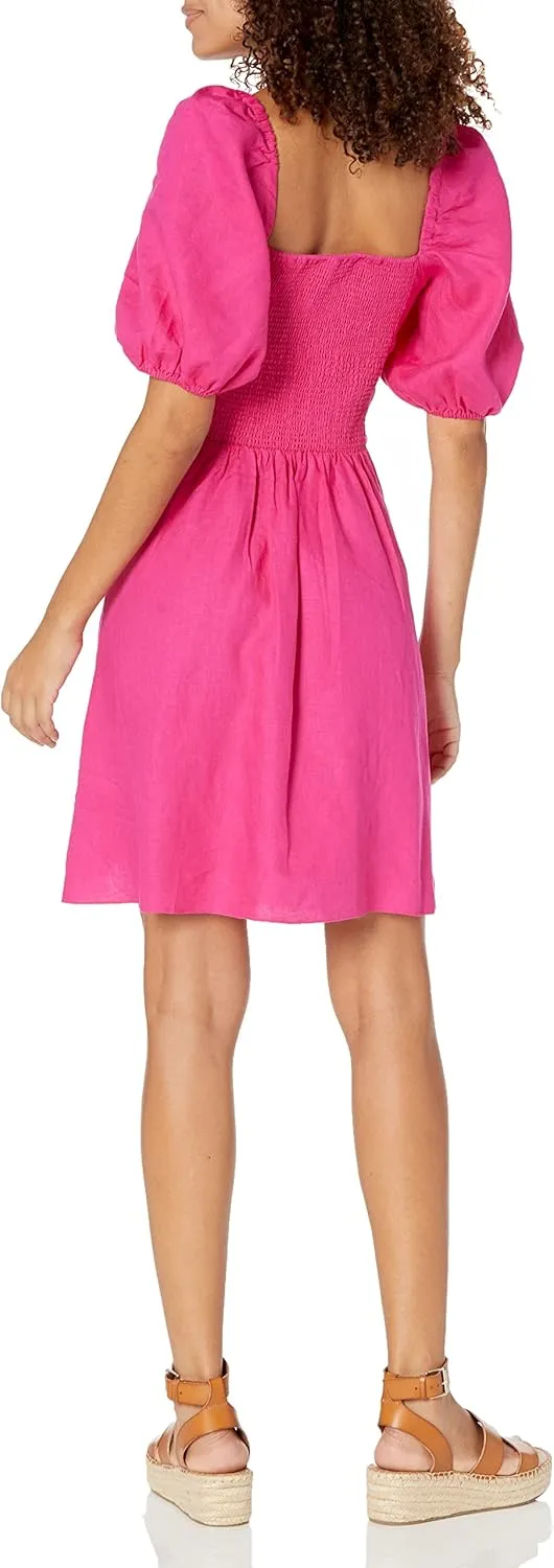 The Drop Women's Nala Twist-Front Linen Mini Dress