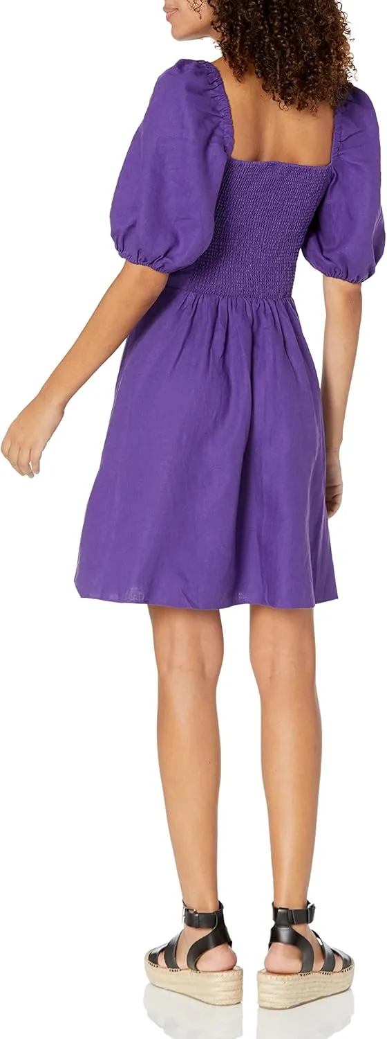 The Drop Women's Nala Twist-Front Linen Mini Dress