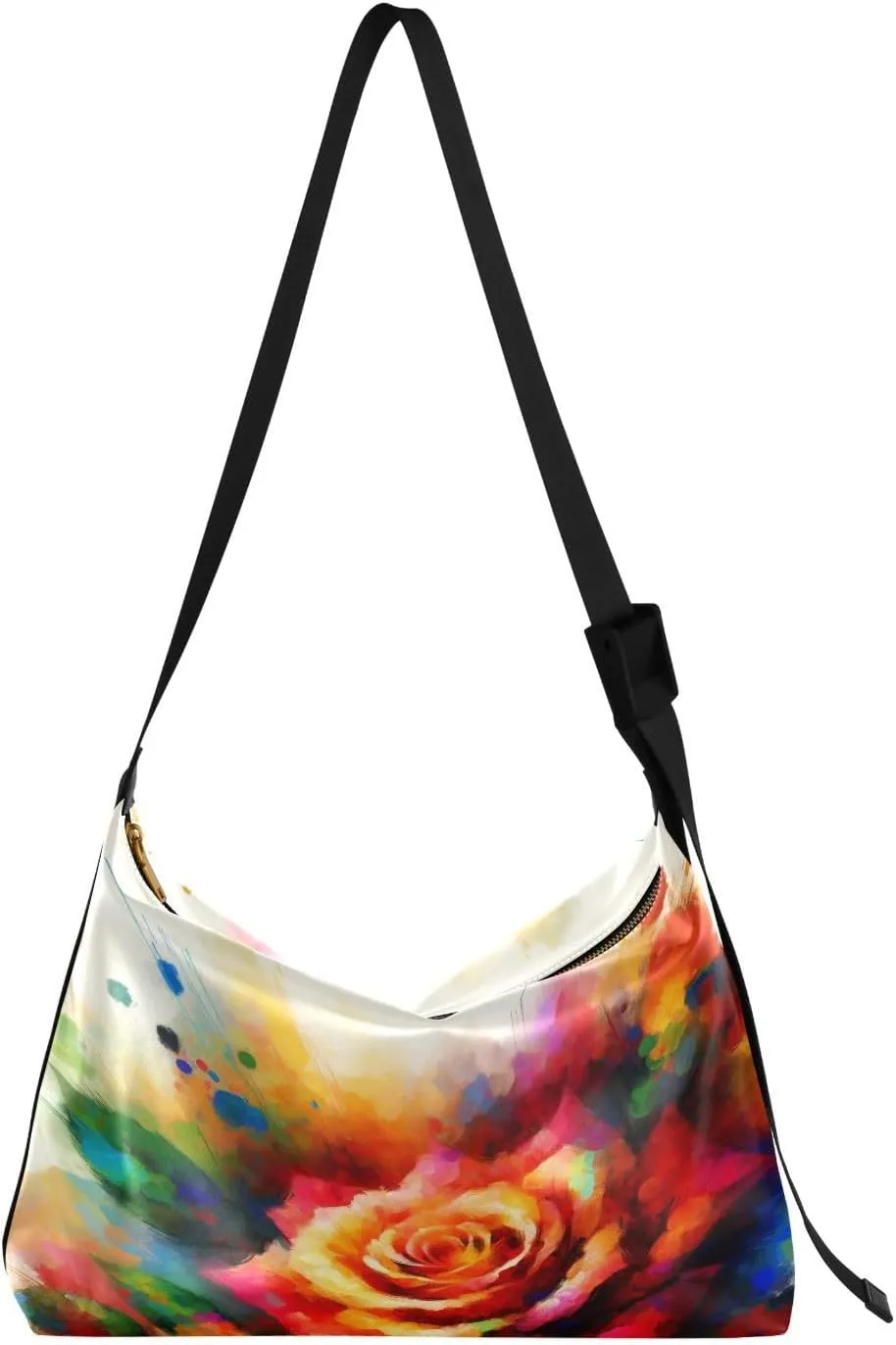 Tie-dye Valentines Day Rose Hobo Crossbody Bags for Women Leather Large Shoulder Bag Cross Body Gorgeous Trendy Womens Tote Bags Handbag for Travel Shopping