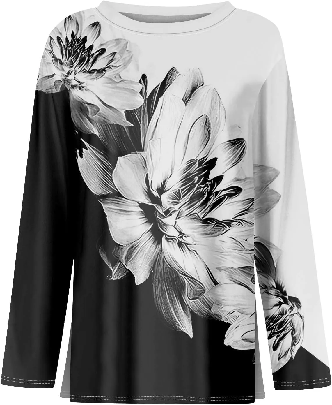 Tops for Women Trendy Long Sleeve Casual Trendy Cute Shirts Blouses Work Round Neck Tunic Basic Loose Fit Clothing