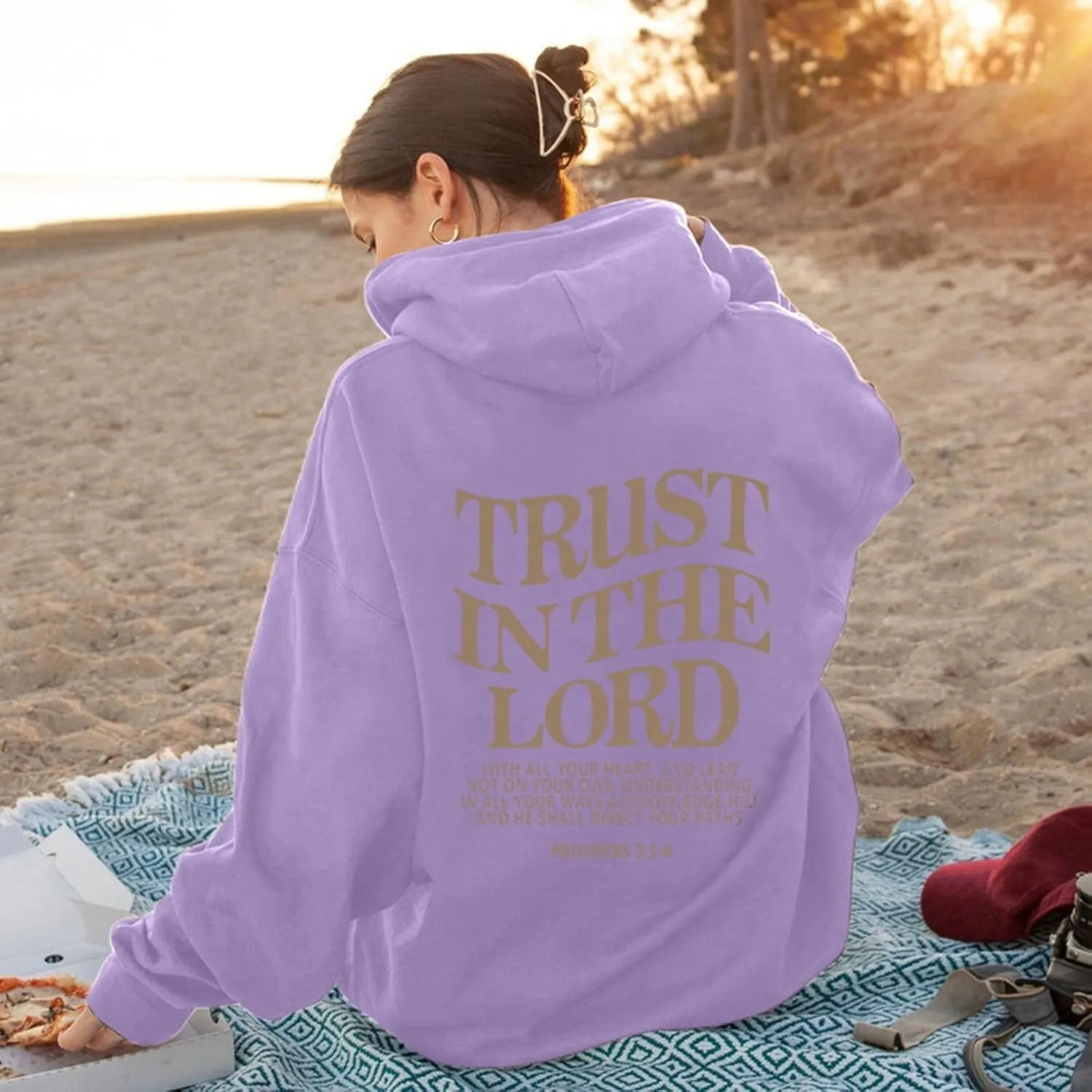 Trust in The Lord Christian Hoodies for Women Men Oversized Christian Hoodie for Teen Girl Casual Graphic Pullover Tops