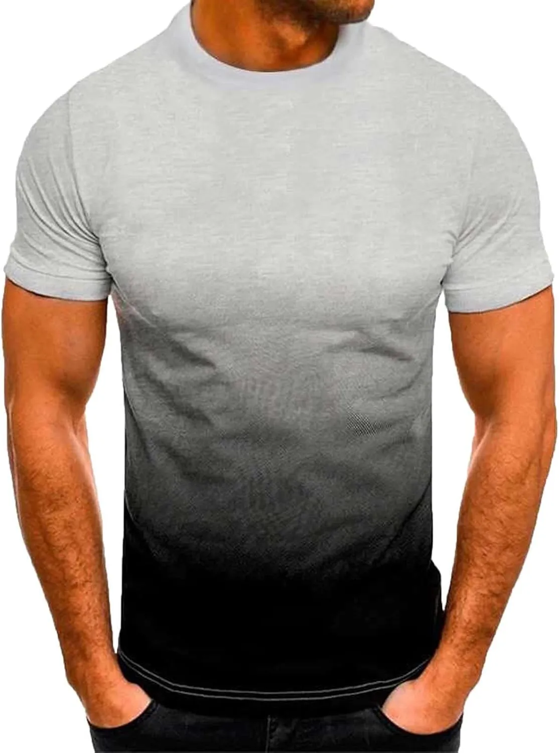 Tshirts Shirts for Men Short Sleeve Casual Sports Shirt Fashion 3D Gradient T Shirt Summer Round Neck Shirt Pullover