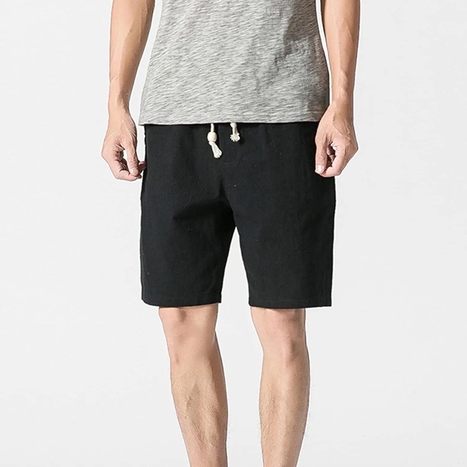 tuduoms Linen Athletic 7'' Shorts for Men Summer Casual Lightweight Board Shorts Fashion Slim-Fit Gym Workout Running Shorts