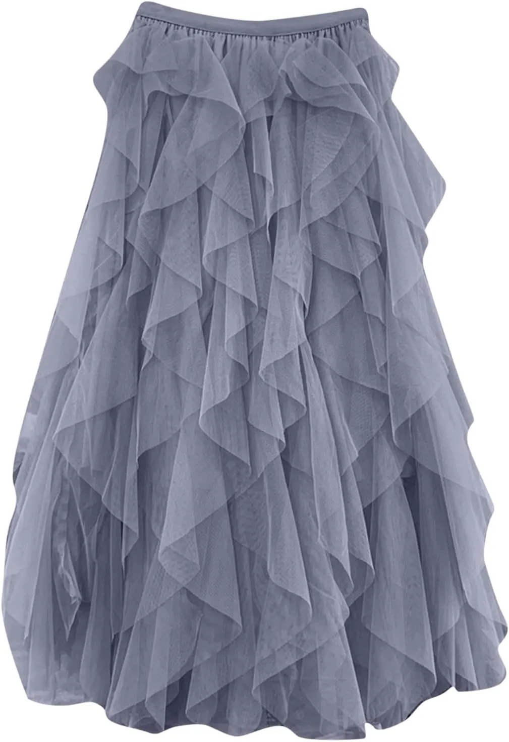 Tulle Skirts for Women Solid Color Formal Mesh Elastic Waist Skorts Casual Summer Flowy Layered Tiered A Line Skirt
