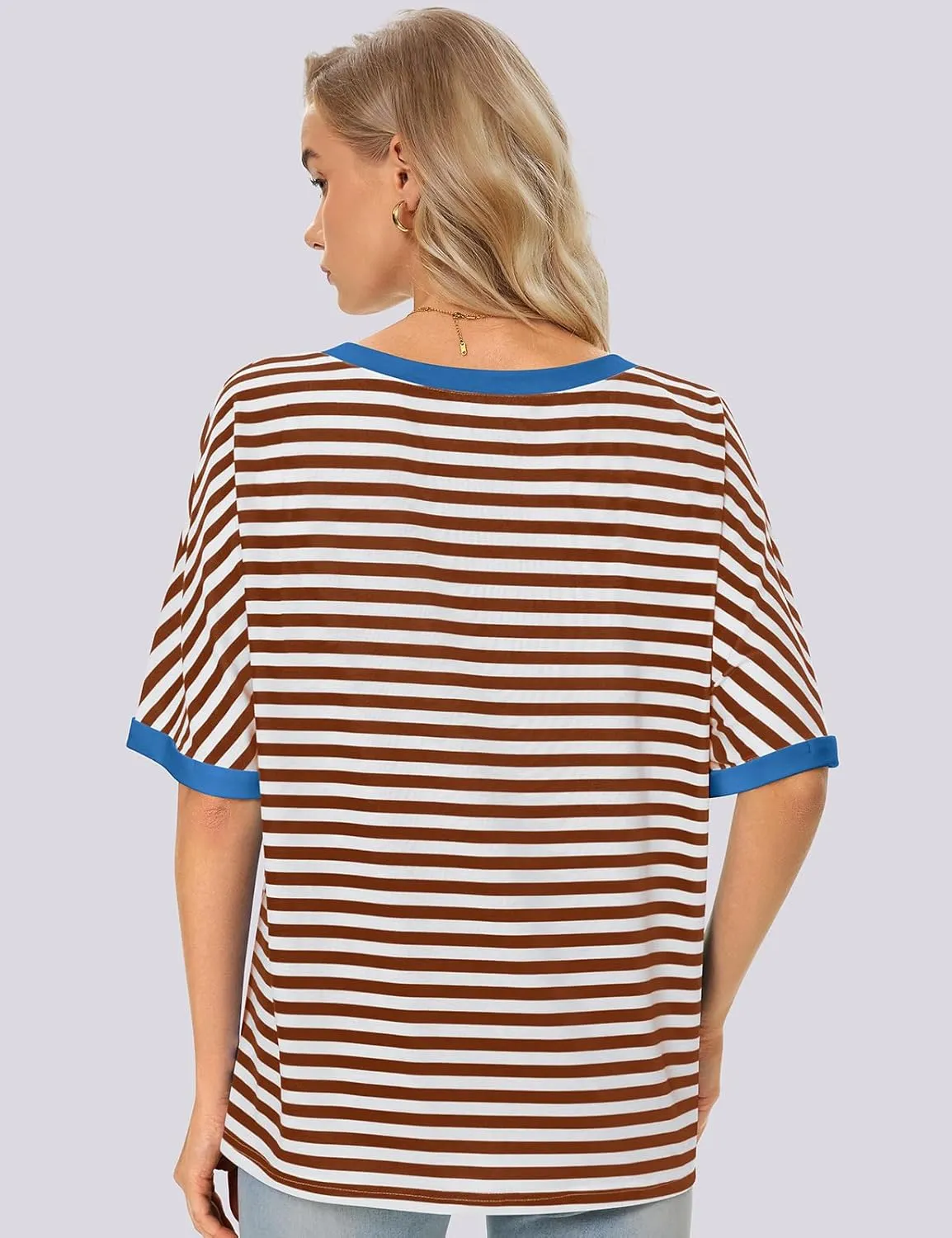 UEU Womens Oversized T-Shirts Summer V Neck Casual Shirts Short Sleeve Workout Tunic Tops