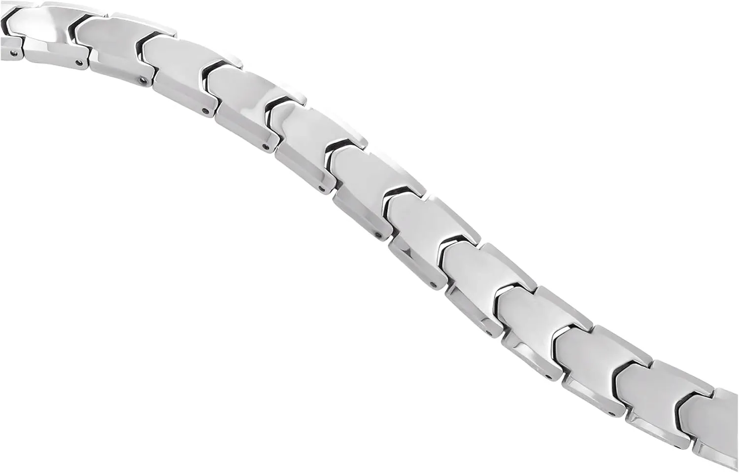 Urban Jewelry Stunning Solid Tungsten Link Bracelet for Men Polished Link, Puzzle, Ceramic Style (Silver, Black, 18K Gold Plated Option)