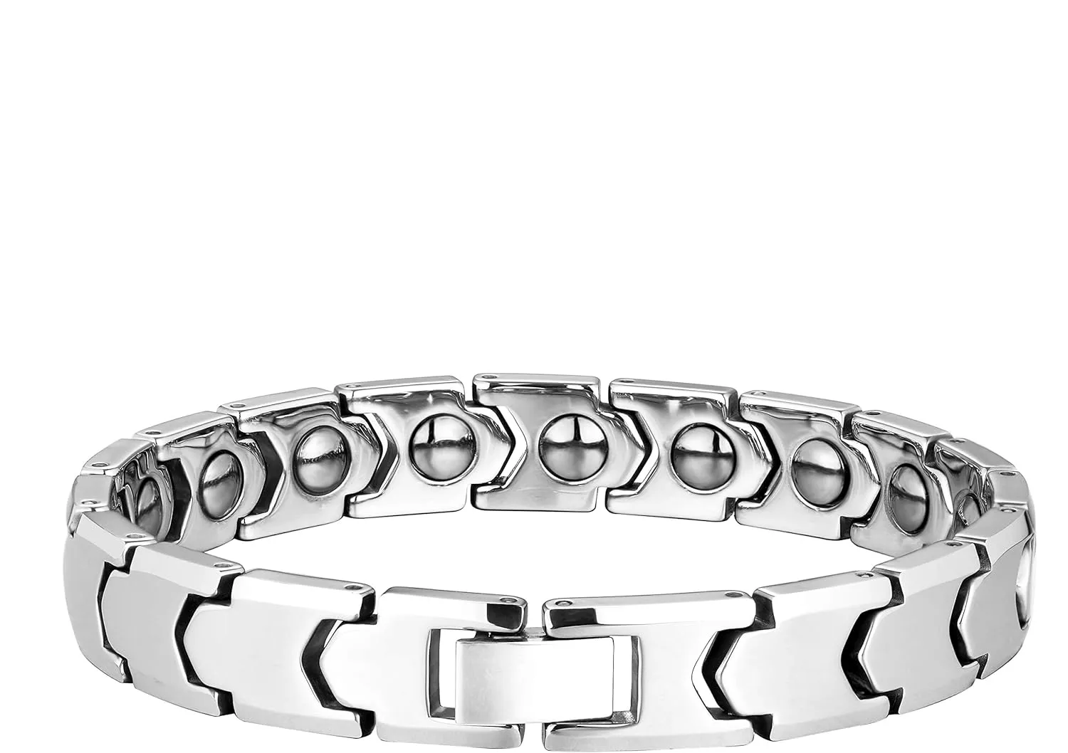 Urban Jewelry Stunning Solid Tungsten Link Bracelet for Men Polished Link, Puzzle, Ceramic Style (Silver, Black, 18K Gold Plated Option)