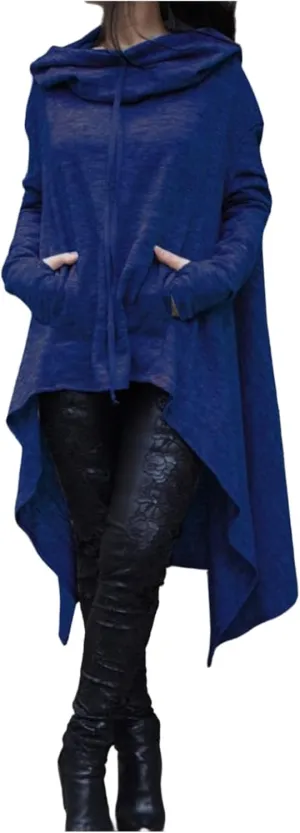 uSecee Hoodies for Women Long Sleeve Irregular Hem Long Hooded Sweatshirts Witch Halloween Pullover Loose Casual Tunic Tops