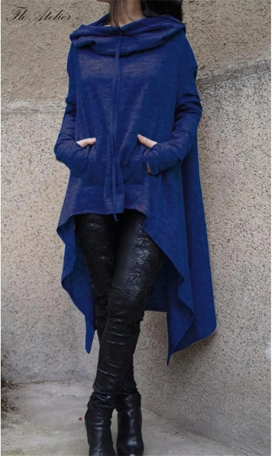 uSecee Hoodies for Women Long Sleeve Irregular Hem Long Hooded Sweatshirts Witch Halloween Pullover Loose Casual Tunic Tops