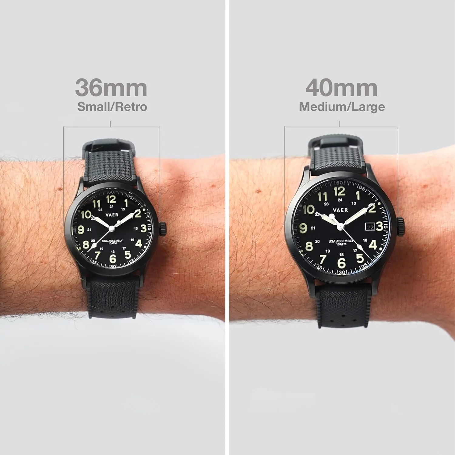 Vaer Mens Field Watch, Quartz Movement for Accurate Timing, Scratch Resistant Sapphire Crystal, Locking Screw-Down Crown, Iconic Replica of The A-11 Military Watch for Men of WW2 - Gift Set for Men