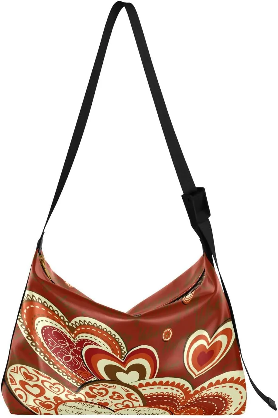 Valentine's Day Greeting Card Hobo Crossbody Bags for Women Leather Large Shoulder Bag Cross Body Trendy Womens Tote Bags Handbag for Travel Shopping