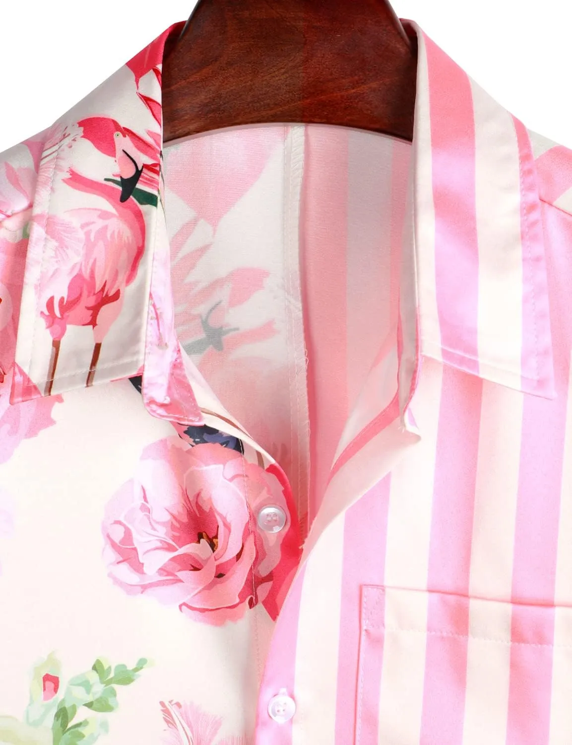 VATPAVE Mens Hawaiian Flamingo Shirts Casual Tropical Short Sleeve Button Down Shirt Summer Beach Shirts