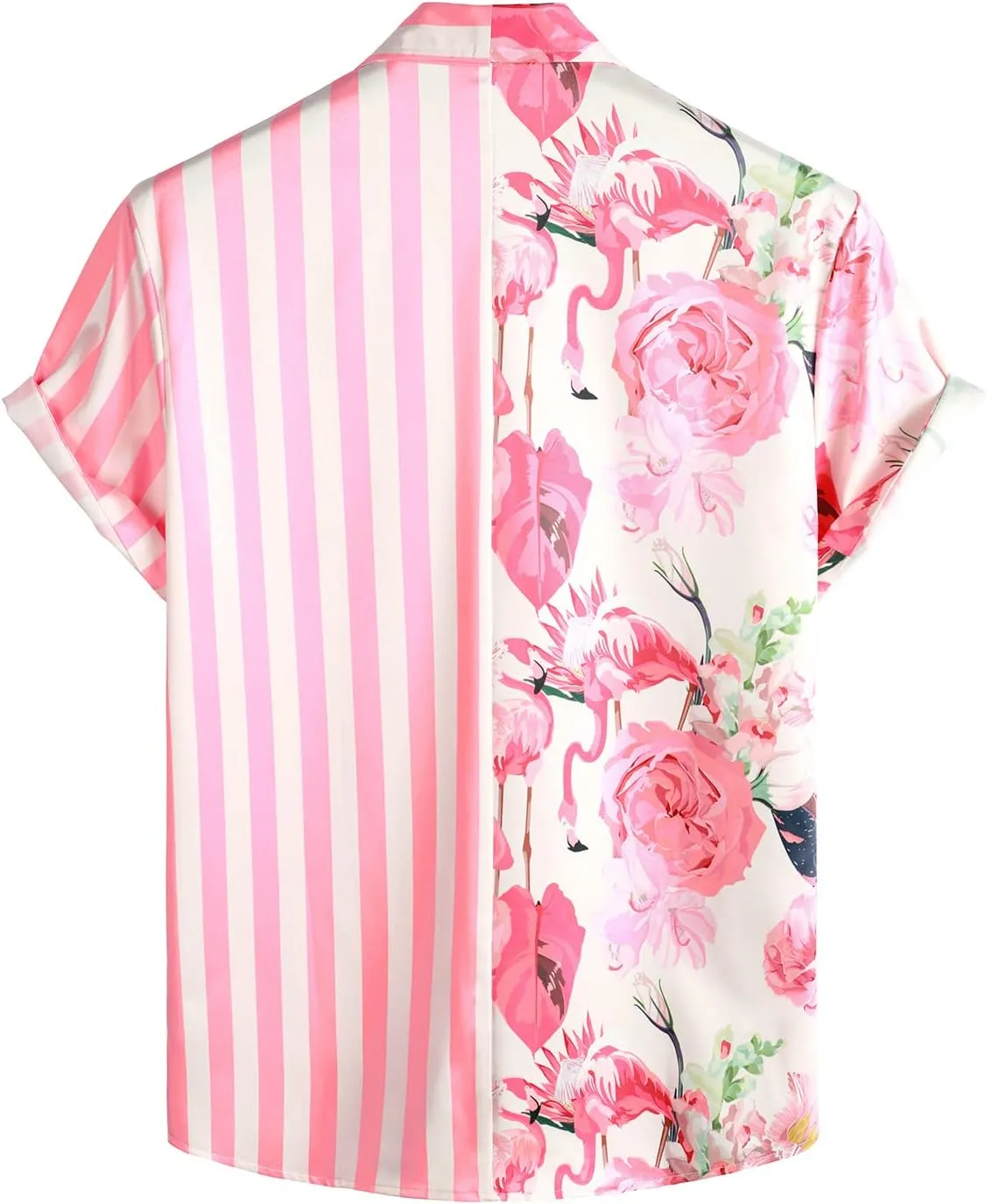 VATPAVE Mens Hawaiian Flamingo Shirts Casual Tropical Short Sleeve Button Down Shirt Summer Beach Shirts