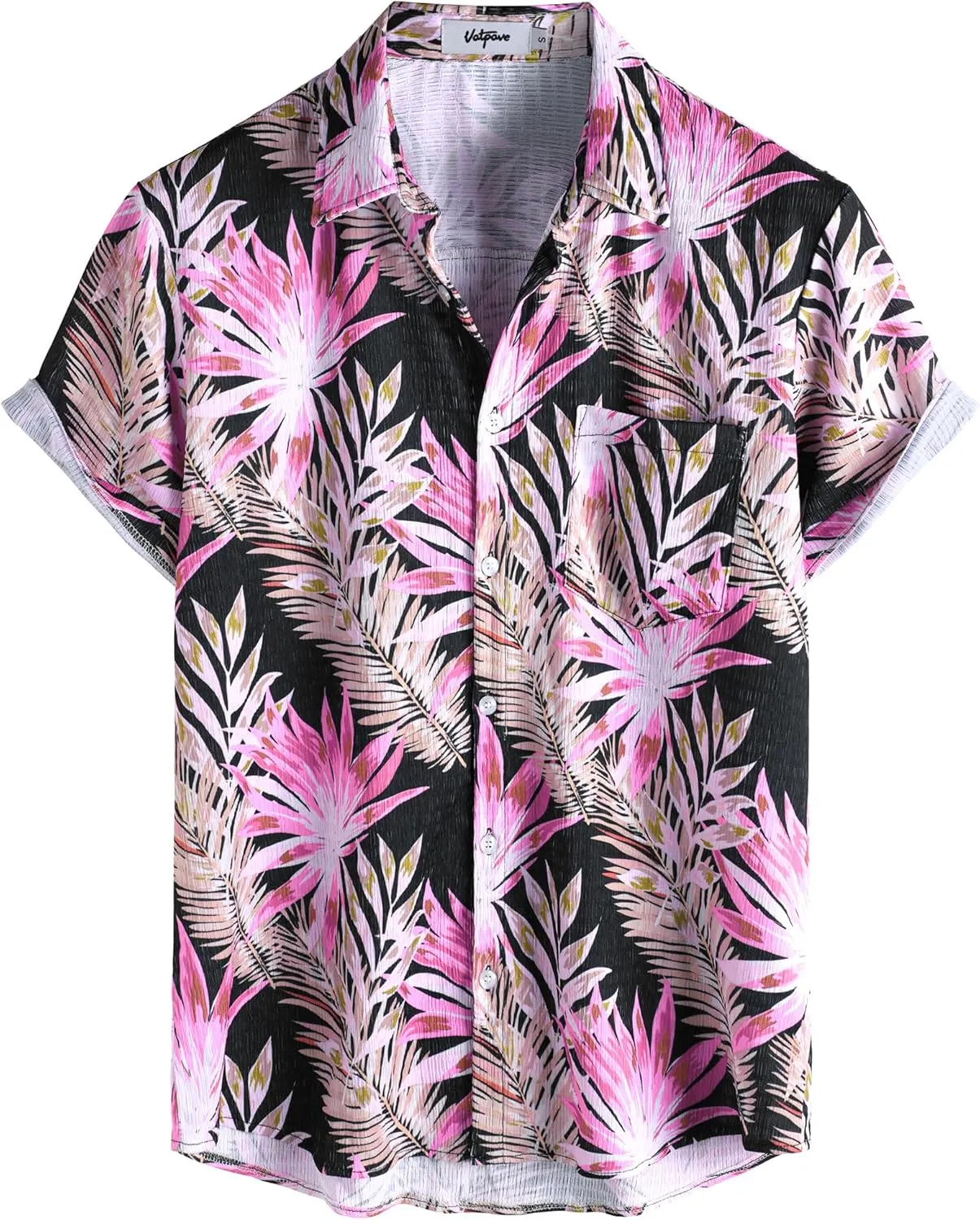 VATPAVE Mens Summer Striped Shirts Button Down Short Sleeve Vintage Beach Hawaiian Shirts with Pocket
