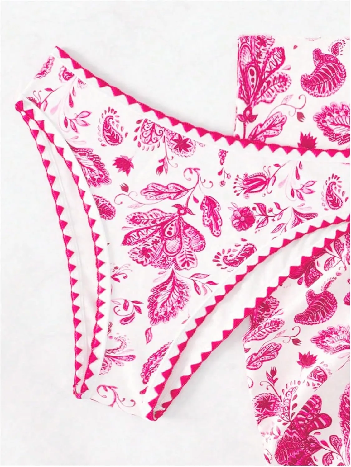Verdusa Women's 3 Piece Floral Strapless Bikini Set Backless Bandeau Swimsuits with Cover Up Skirt