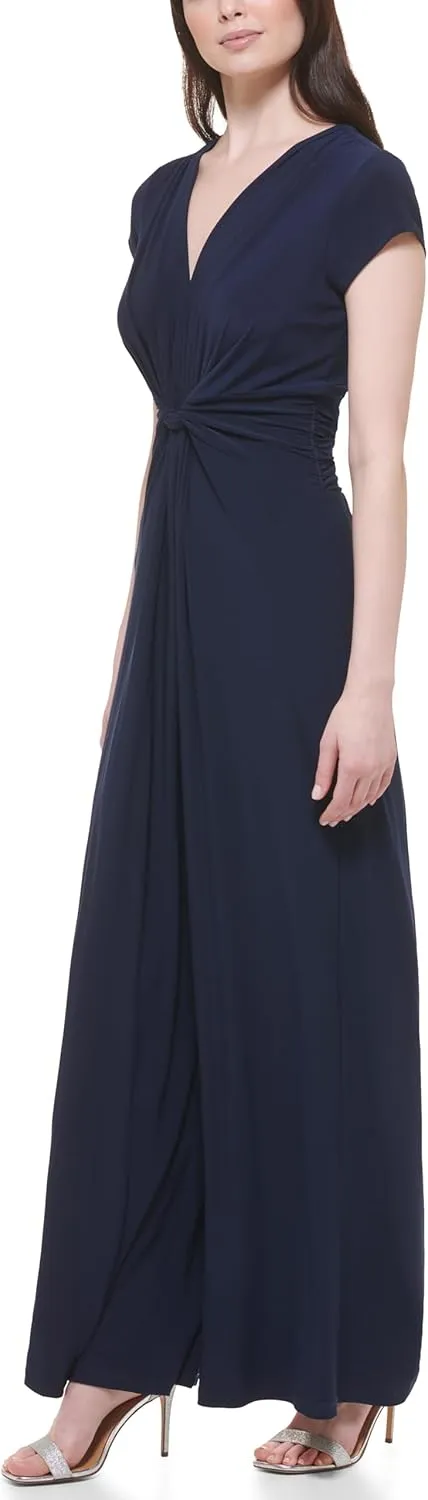 Vince Camuto womens Short Sleeve V-neck Twist Front Summer Jumpsuit
