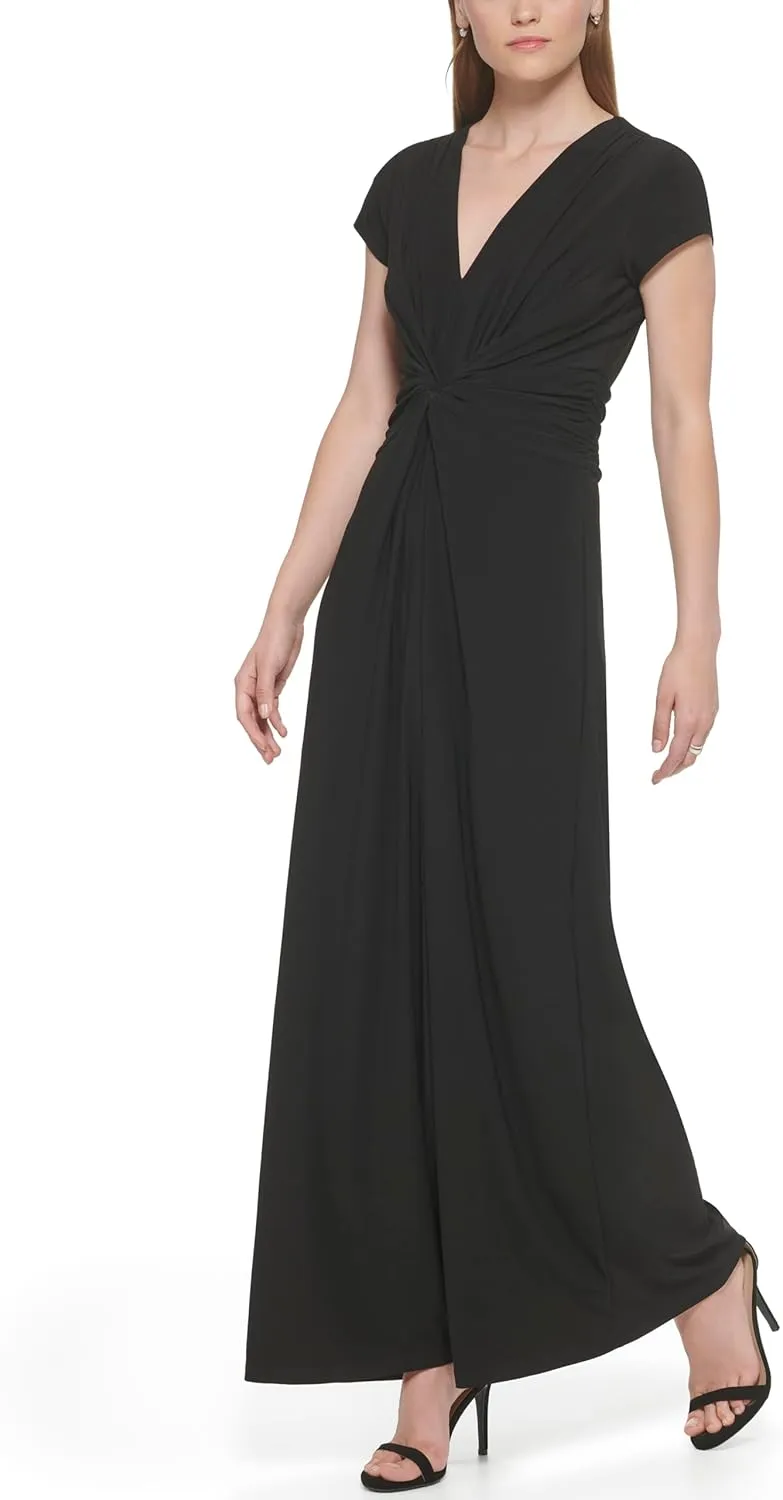 Vince Camuto womens Short Sleeve V-neck Twist Front Summer Jumpsuit