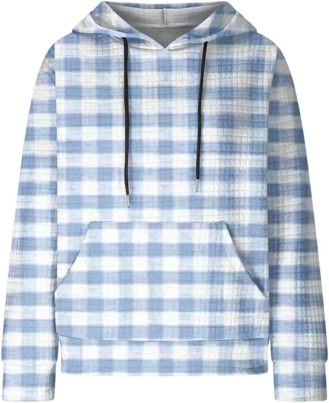 Waffle Hoodie Sweatshirts for Women Long Sleeve Shirts Fall Casual Tops Blouse Plaid Pullover with Pocket 2024, Small