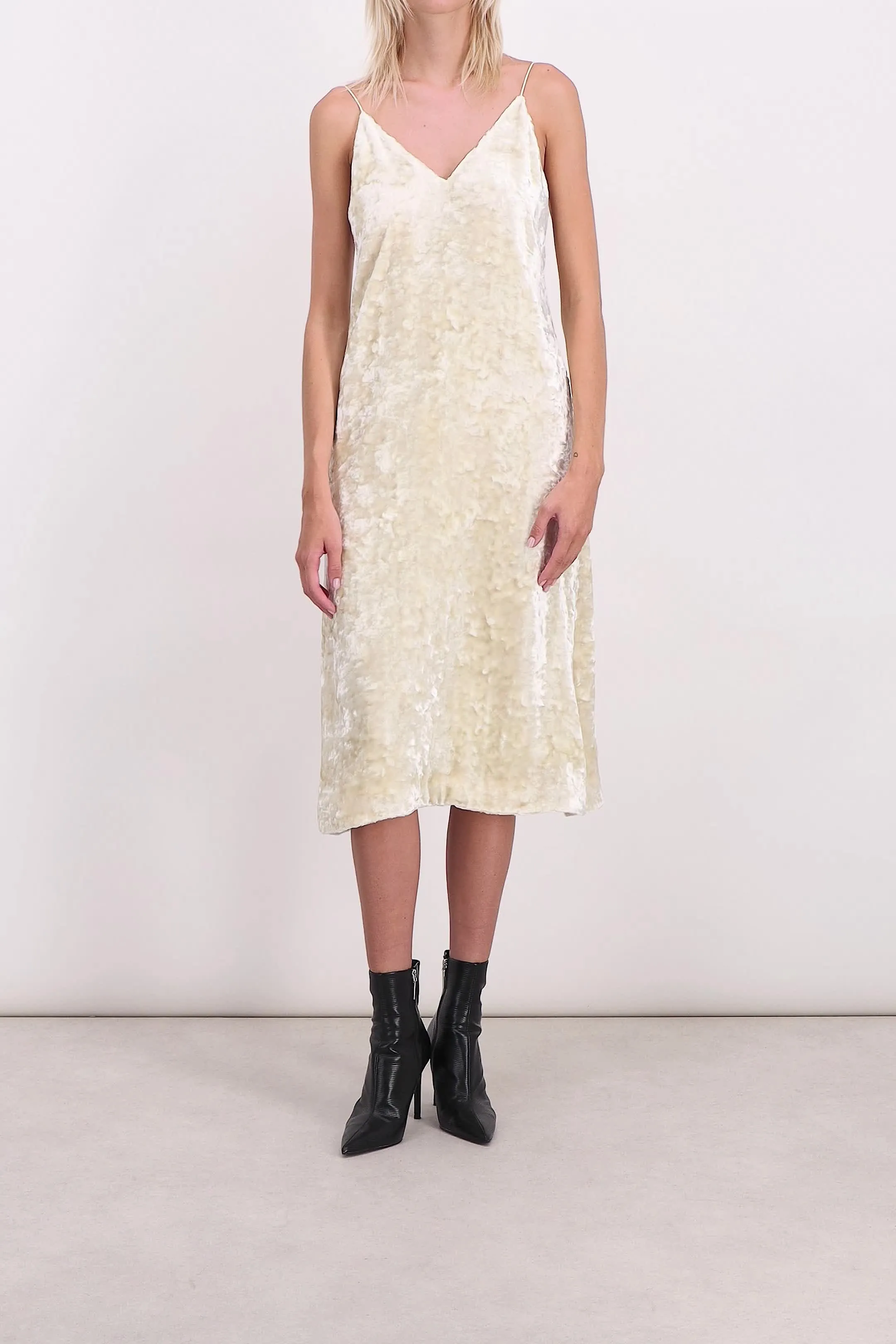 Washed velvet maxi slip dress