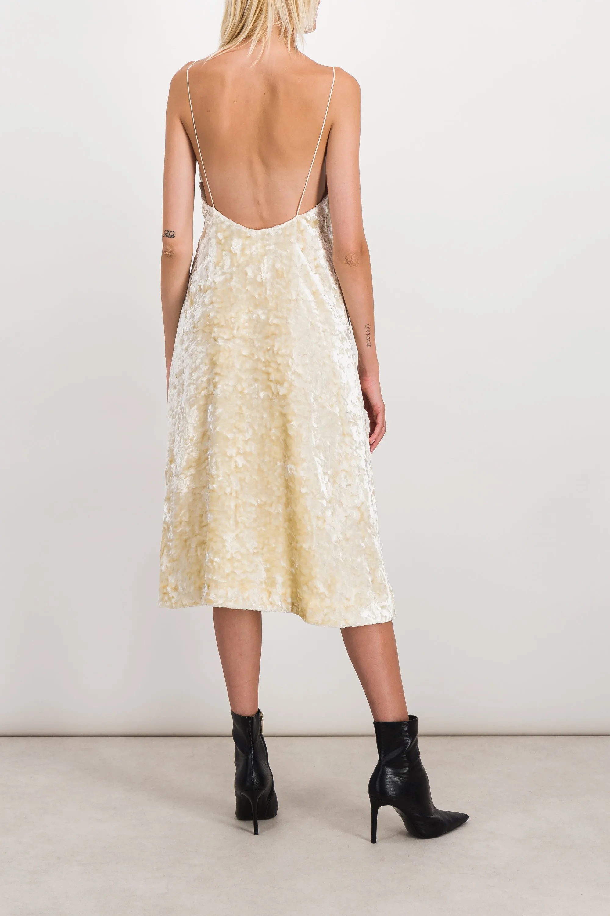 Washed velvet maxi slip dress