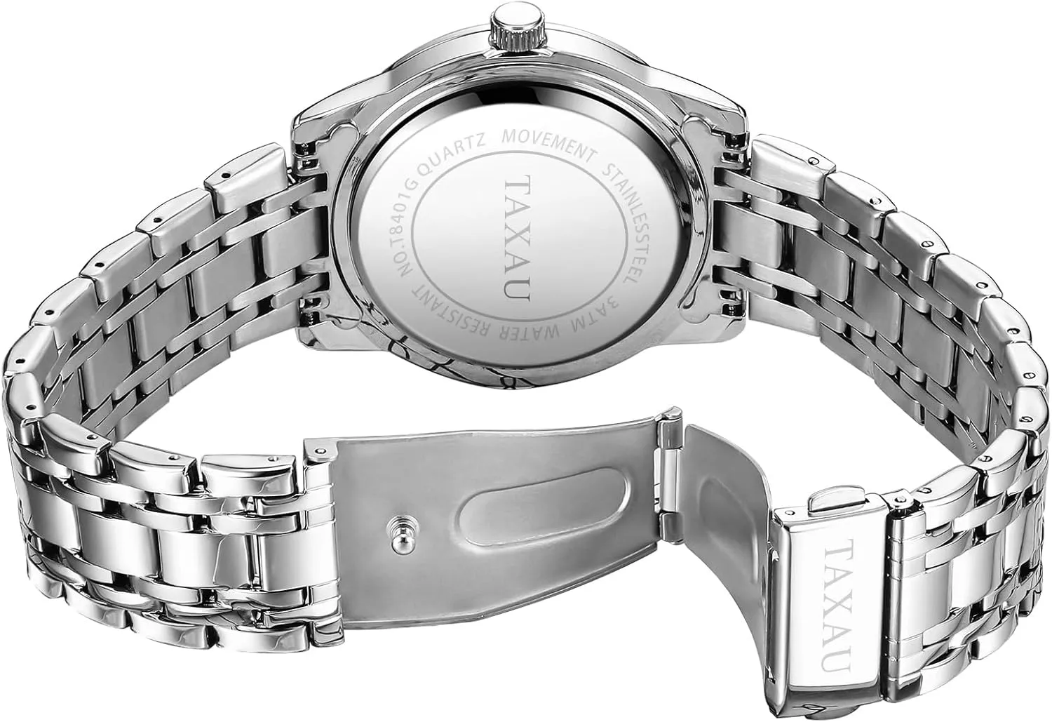 Watch Men Stainless Steel Luxury Diamond Chronograph with Date Business reloj de Hombre