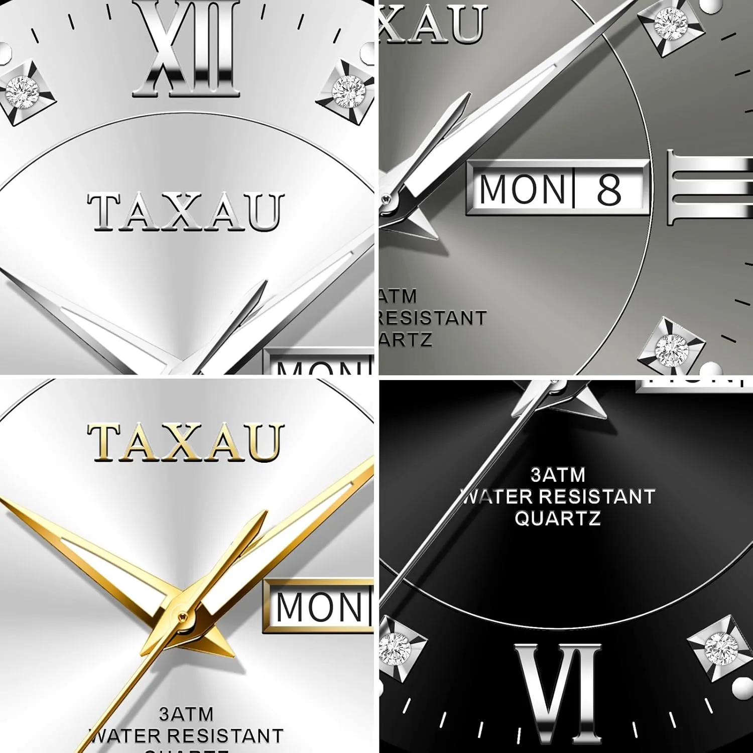 Watch Men Stainless Steel Luxury Diamond Chronograph with Date Business reloj de Hombre