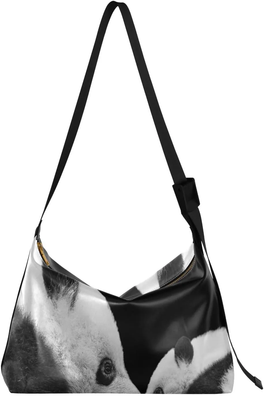 White Black Pandas Hobo Crossbody Bags for Women Leather Large Shoulder Bag Cross Body Chinese Panda Trendy Womens Tote Bags Handbag for Travel Shopping