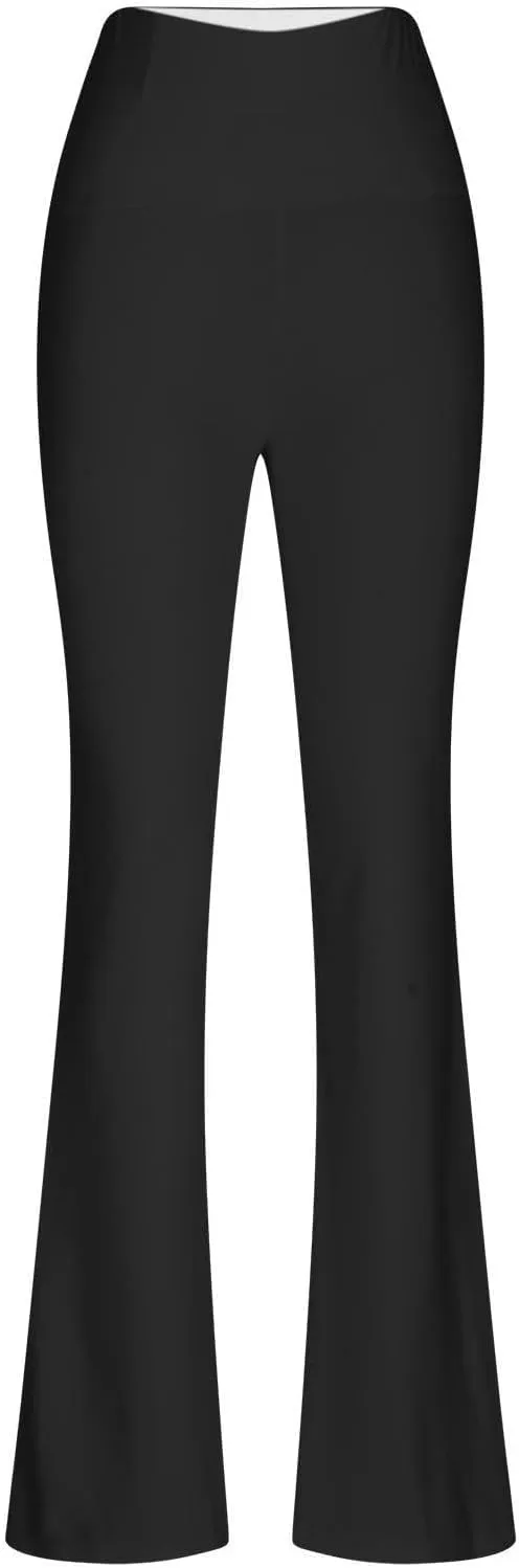 Wide Leg Yoga Pants for Women Stretchy High Waisted Tummy Control Workout Pants Plain Gym Athletic Flare Pants