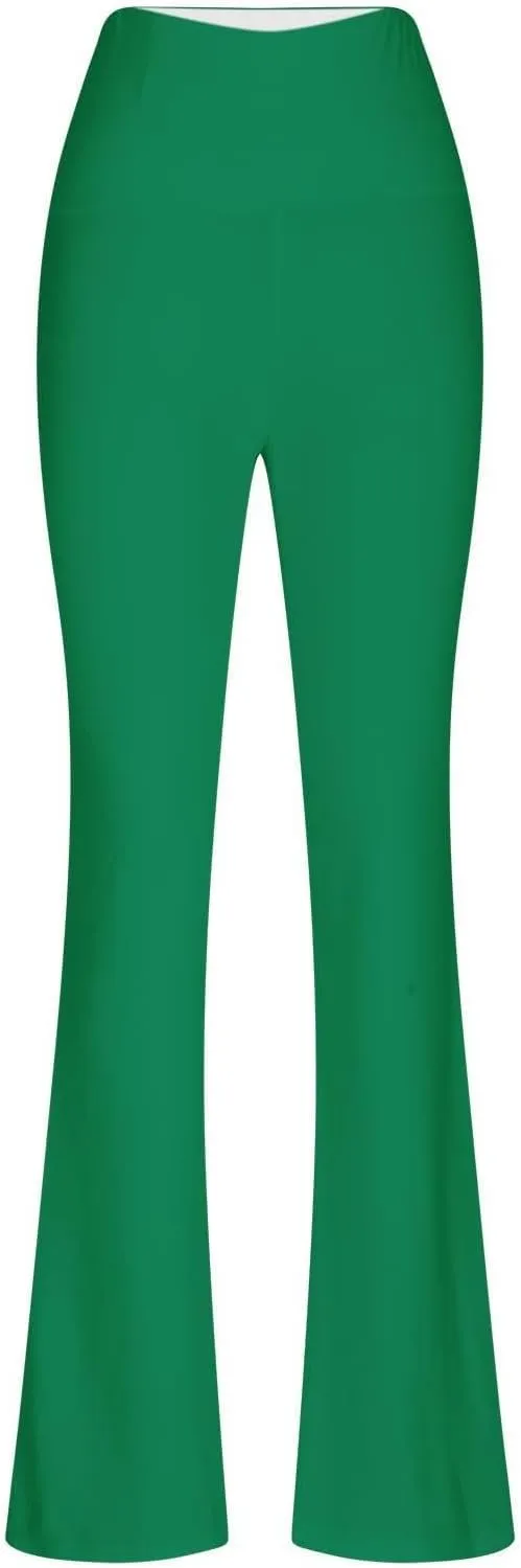 Wide Leg Yoga Pants for Women Stretchy High Waisted Tummy Control Workout Pants Plain Gym Athletic Flare Pants