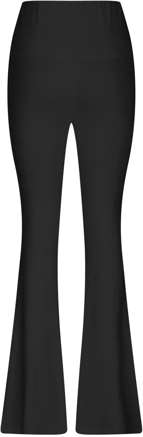 Wide Leg Yoga Pants for Women Stretchy High Waisted Tummy Control Workout Pants Plain Gym Athletic Flare Pants