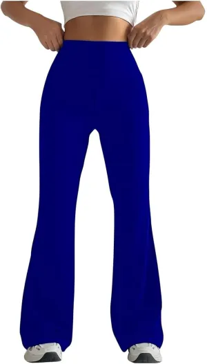 Wide Leg Yoga Pants for Women Stretchy High Waisted Tummy Control Workout Pants Plain Gym Athletic Flare Pants