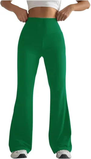 Wide Leg Yoga Pants for Women Stretchy High Waisted Tummy Control Workout Pants Plain Gym Athletic Flare Pants