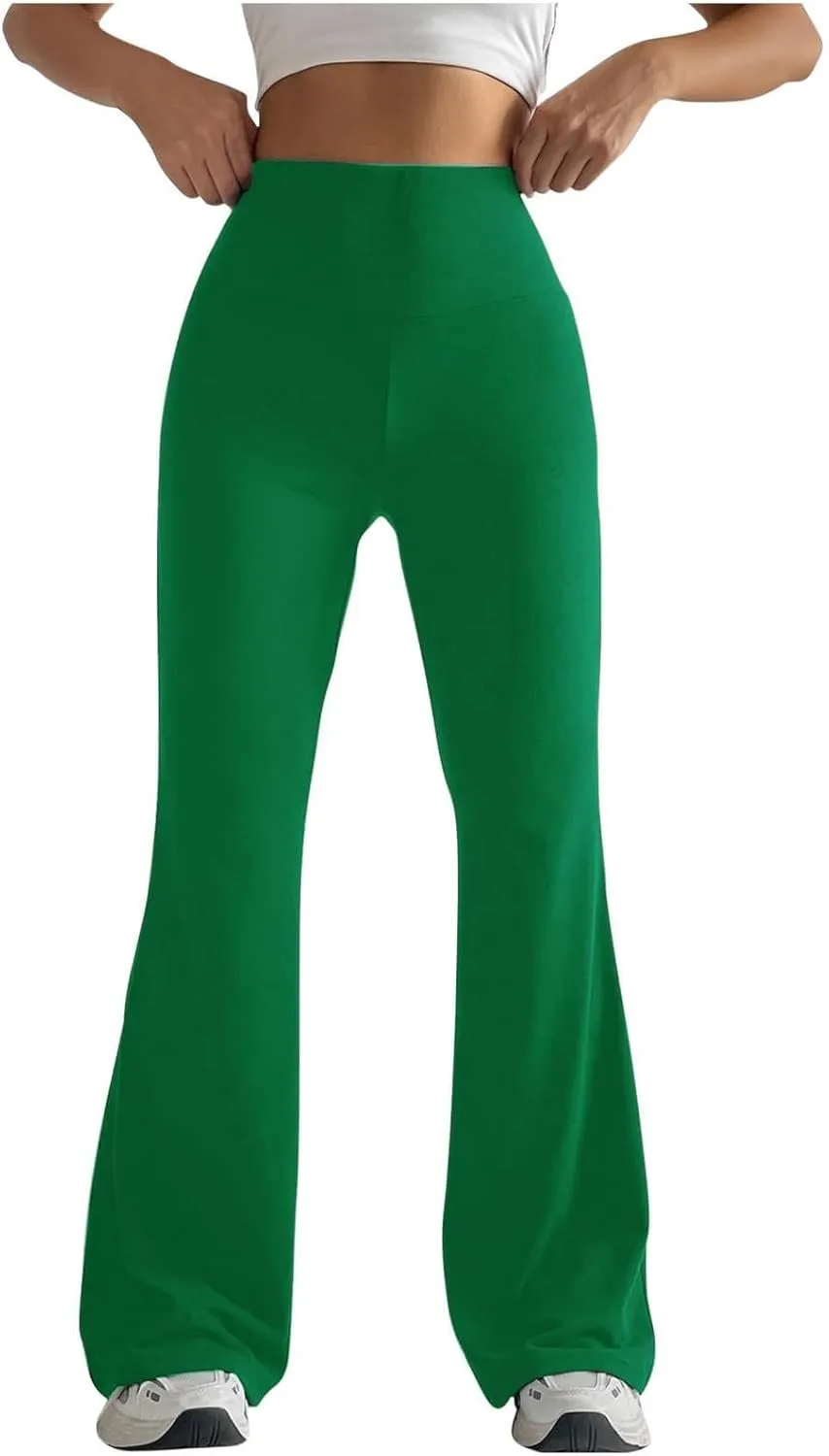 Wide Leg Yoga Pants for Women Stretchy High Waisted Tummy Control Workout Pants Plain Gym Athletic Flare Pants