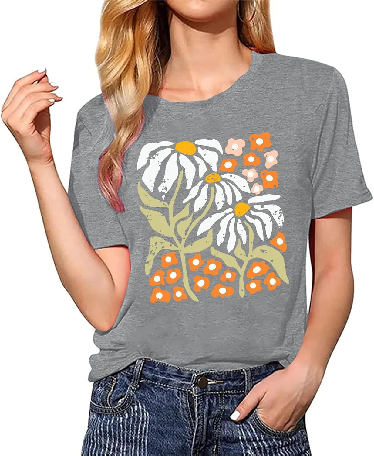 Wildflowers Shirt for Women Boho Floral T Shirts Inspirational Graphic Tee Flower Plant Shirts Tops