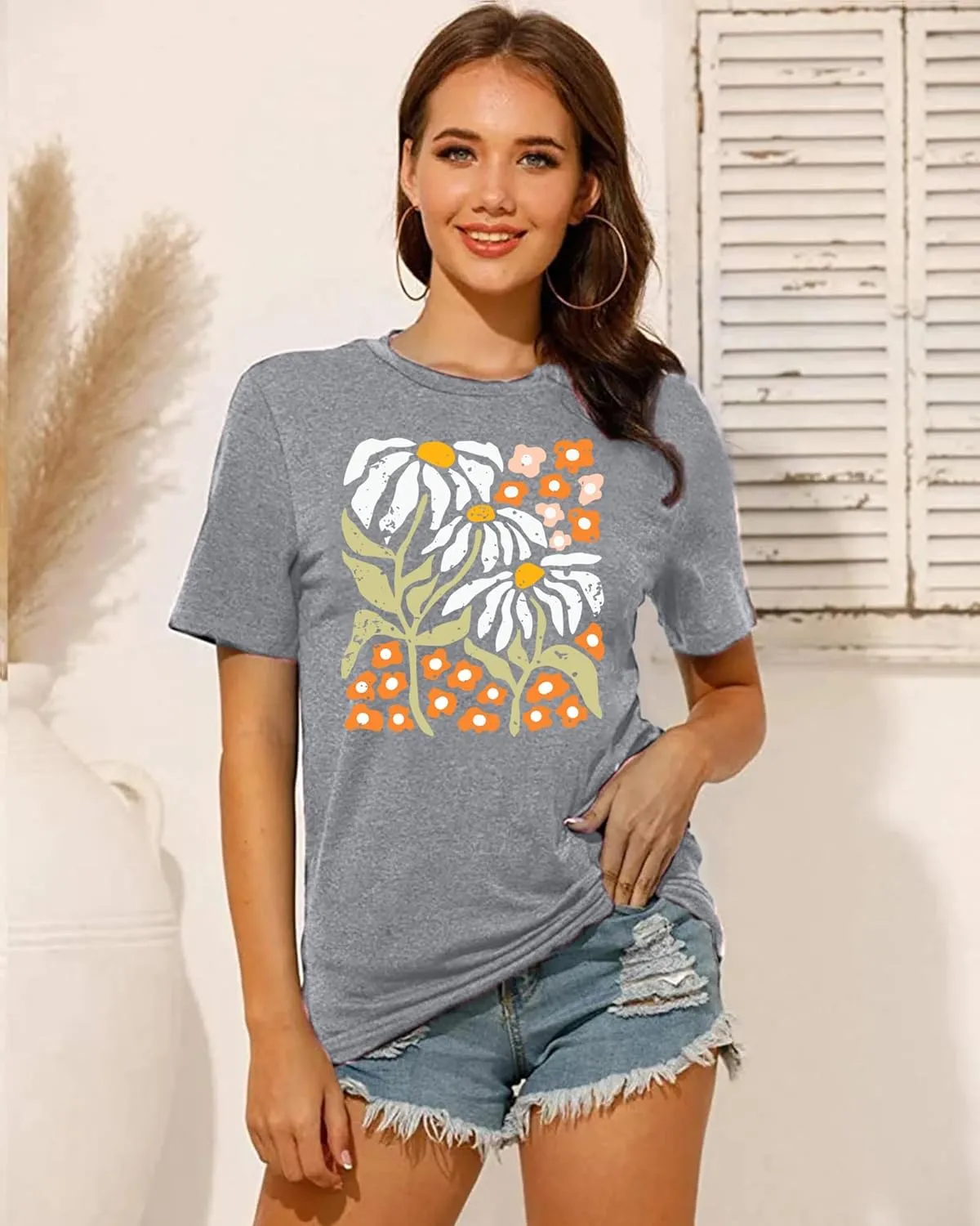 Wildflowers Shirt for Women Boho Floral T Shirts Inspirational Graphic Tee Flower Plant Shirts Tops
