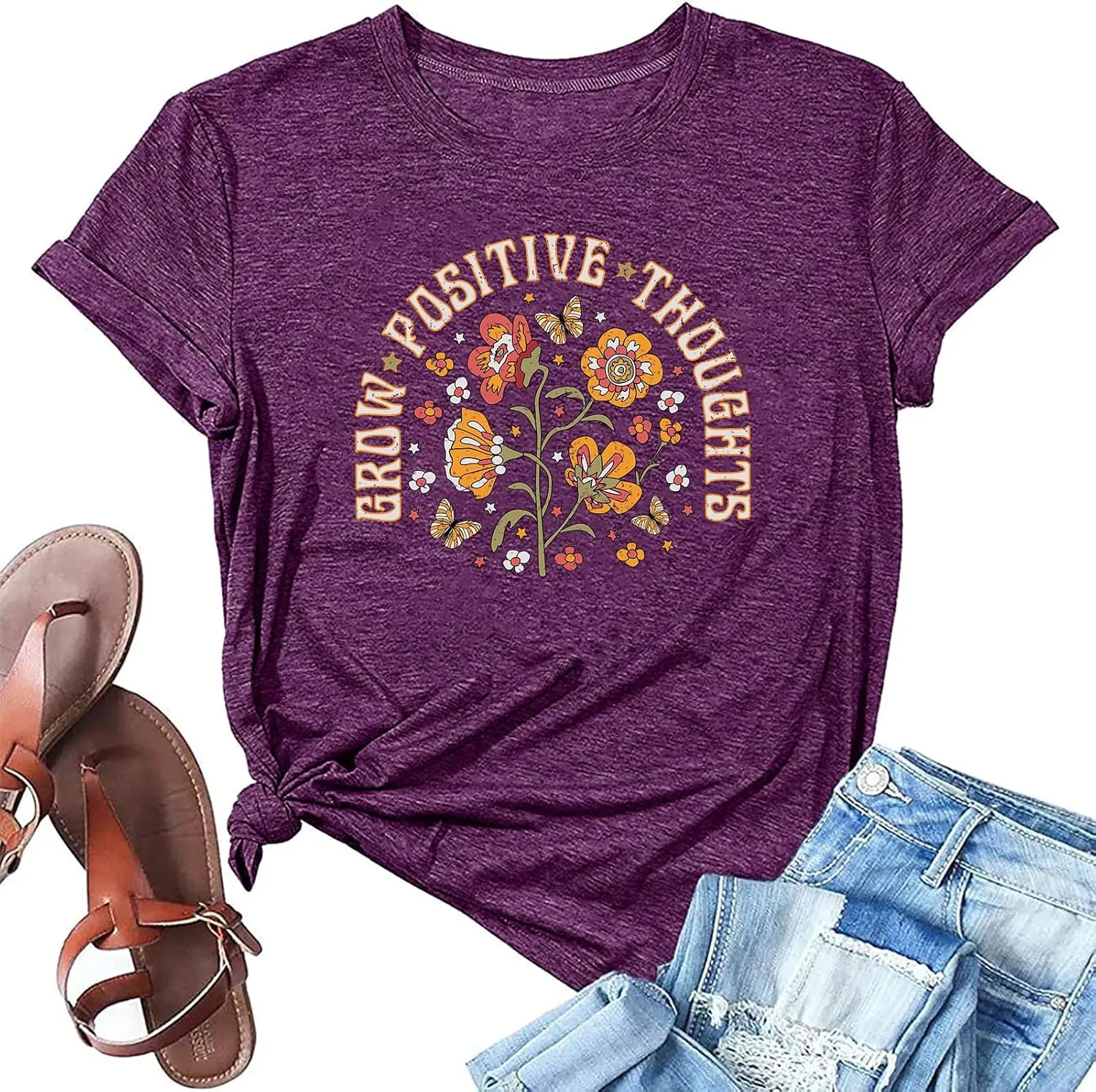Wildflowers Shirt for Women Boho Floral T Shirts Inspirational Graphic Tee Flower Plant Shirts Tops