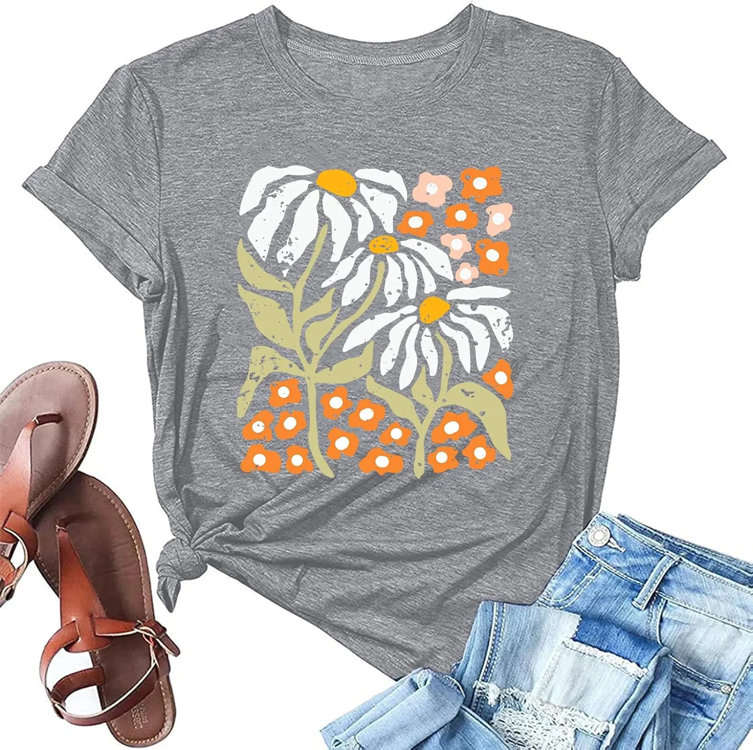 Wildflowers Shirt for Women Boho Floral T Shirts Inspirational Graphic Tee Flower Plant Shirts Tops