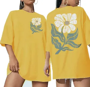 Wildflowers T-Shirts Women Oversized Vintage Floral Shirts Nashville Music City Tops Rock Band Tee