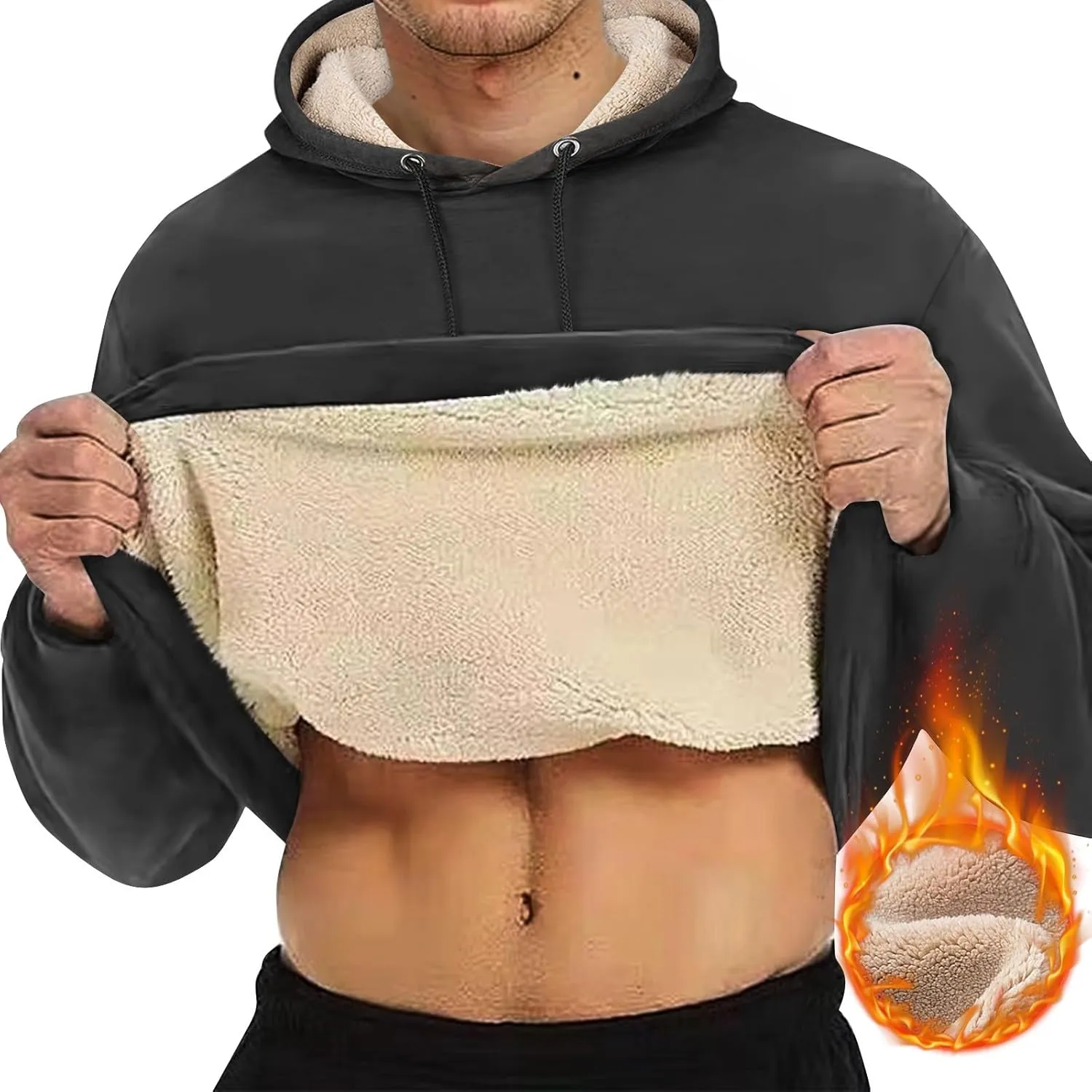 Winter Hoodies For Men Fleece Pullover Men Mens Fleece Lined Sweatshirts Fleece Hoodie Men'S Fleece Crewneck Hoodie